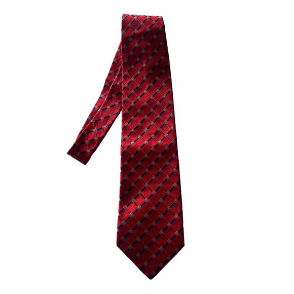 Men’s silk tie Red Blue Trellis Pattern Robert Talbott - Picture 1 of 4